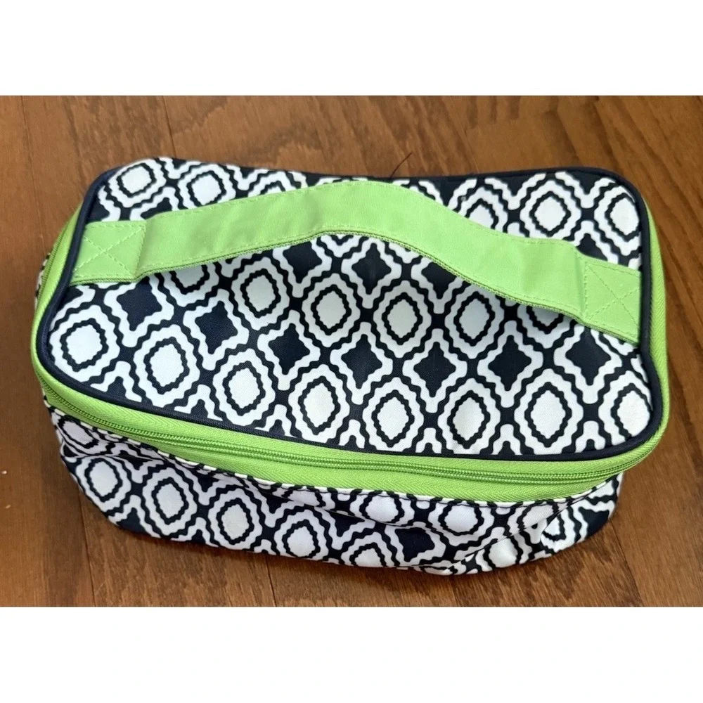 Thirty One Glamour Case Travel Bag Navy Lime Green Perfect Pendant Makeup Bag